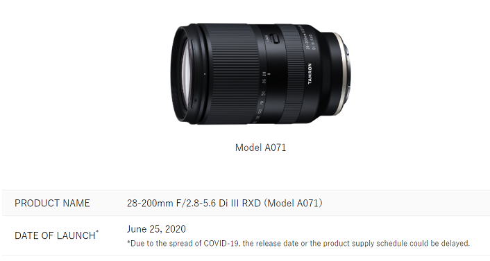 Tamron 28-200mm f/2.8-5.6 Di III RXD Lens Officially Announced – Camera